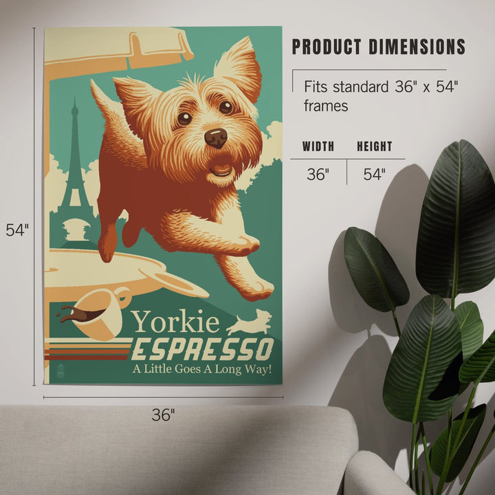 Yorkshire Terrier, Retro Yorkie Espresso Ad, Art & Giclee Prints Art Lantern Press 