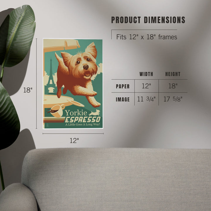 Yorkshire Terrier, Retro Yorkie Espresso Ad, Art & Giclee Prints Art Lantern Press 