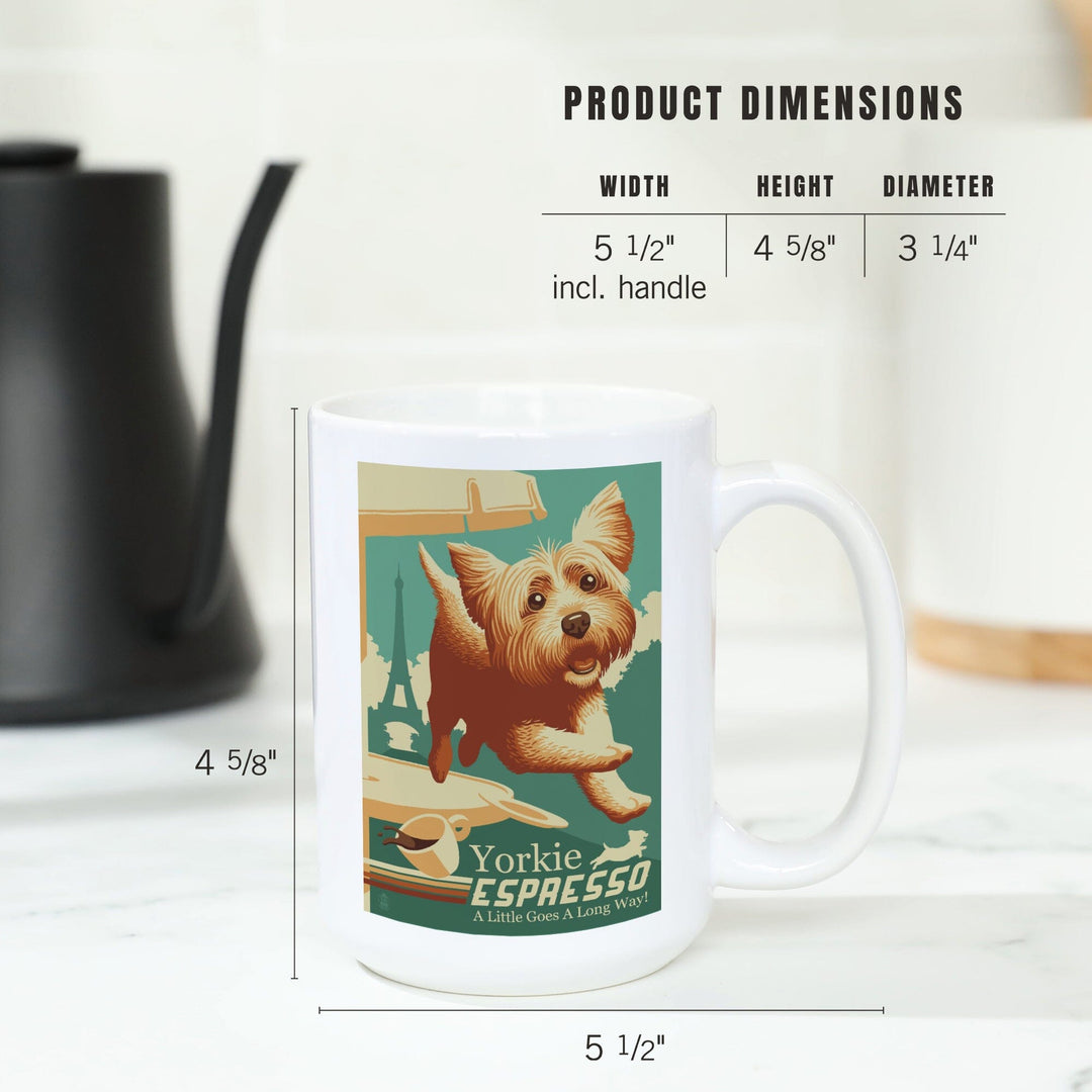 Yorkshire Terrier, Retro Yorkie Espresso Ad, Ceramic Mug Mugs Lantern Press 