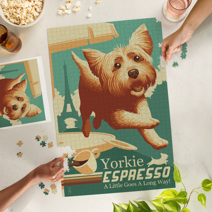 Yorkshire Terrier, Retro Yorkie Espresso Ad, Jigsaw Puzzle Puzzle Lantern Press 