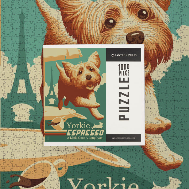 Yorkshire Terrier, Retro Yorkie Espresso Ad, Jigsaw Puzzle Puzzle Lantern Press 