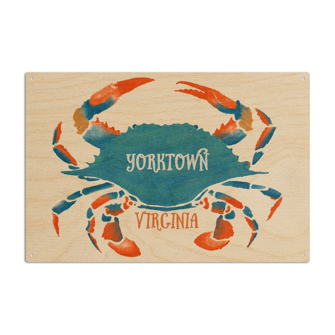 Yorktown, Virginia, Blue Crab, Watercolor, Lantern Press Artwork, Wood Signs and Postcards Wood Lantern Press 10 x 15 Wood Sign 