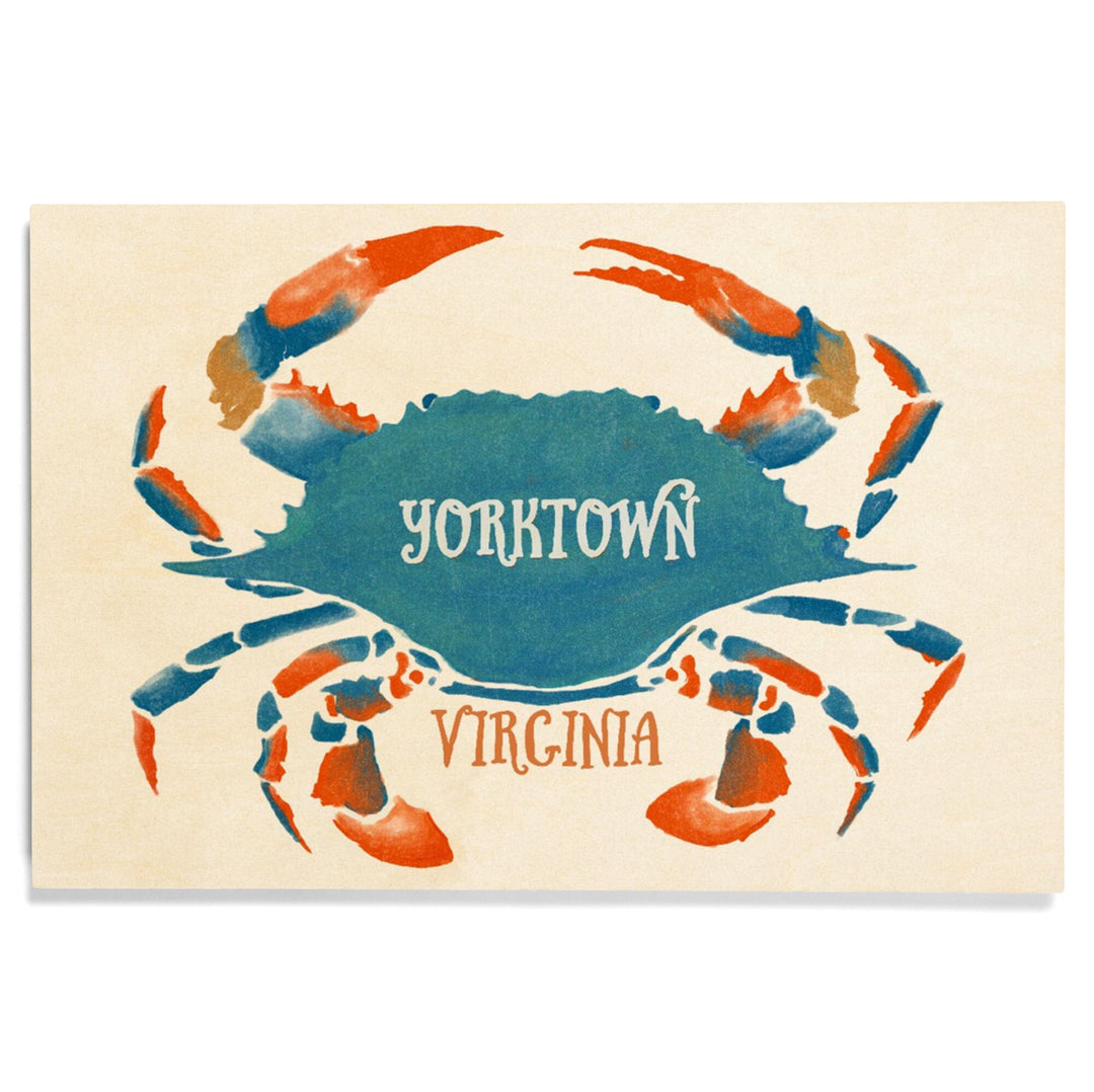 Yorktown, Virginia, Blue Crab, Watercolor, Lantern Press Artwork, Wood Signs and Postcards Wood Lantern Press 