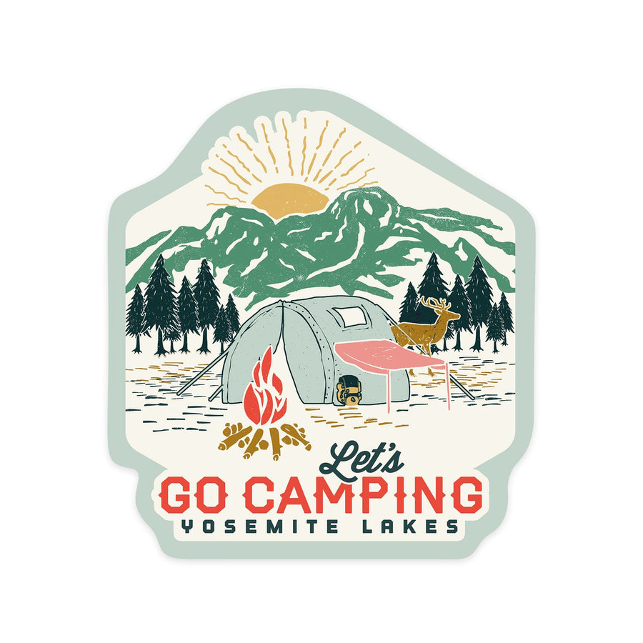 Yosemite, California, Camping Rules, Typography, Contour, Lantern Press Artwork, Vinyl Sticker Sticker Lantern Press 