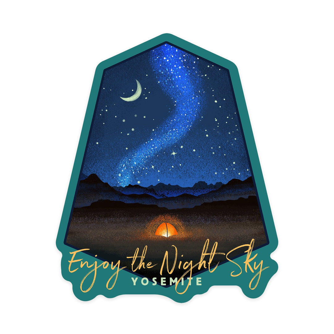 Yosemite, California, Dark Sky Park, Enjoy the Night Sky, Contour, Lantern Press Artwork, Vinyl Sticker Sticker Lantern Press 