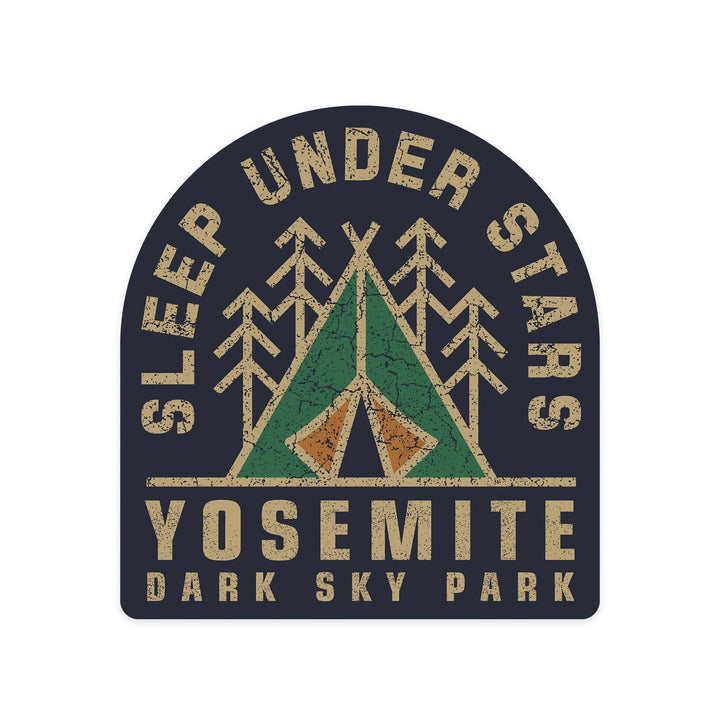 Yosemite, California, Dark Sky Park, Sleep Under Stars, Contour, Vinyl Sticker Sticker Lantern Press 