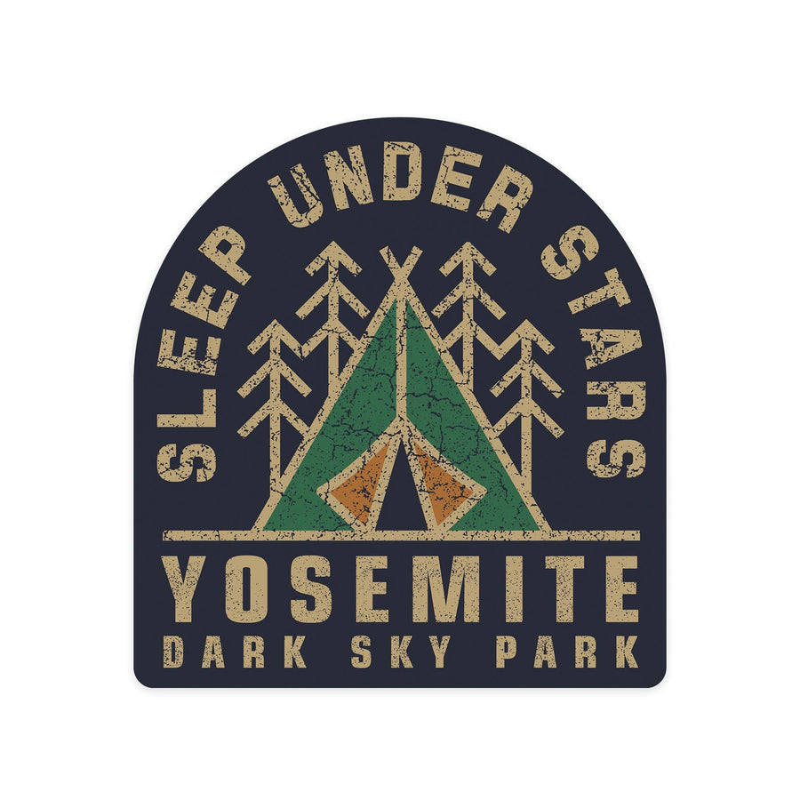 Yosemite, California, Dark Sky Park, Sleep Under Stars, Contour, Vinyl Sticker Sticker Lantern Press 