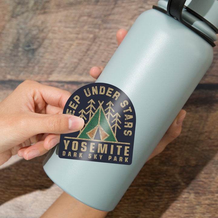 Yosemite, California, Dark Sky Park, Sleep Under Stars, Contour, Vinyl Sticker Sticker Lantern Press 