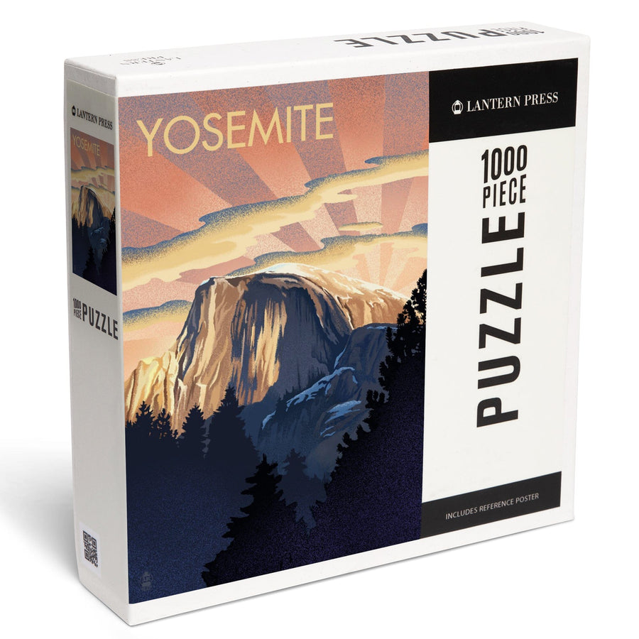 Yosemite, California, Half Dome, Lithograph, Jigsaw Puzzle Puzzle Lantern Press 