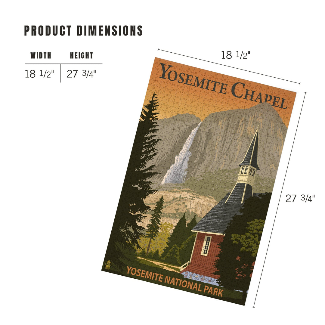 Yosemite Chapel and Yosemite Falls, California, Jigsaw Puzzle Puzzle Lantern Press 