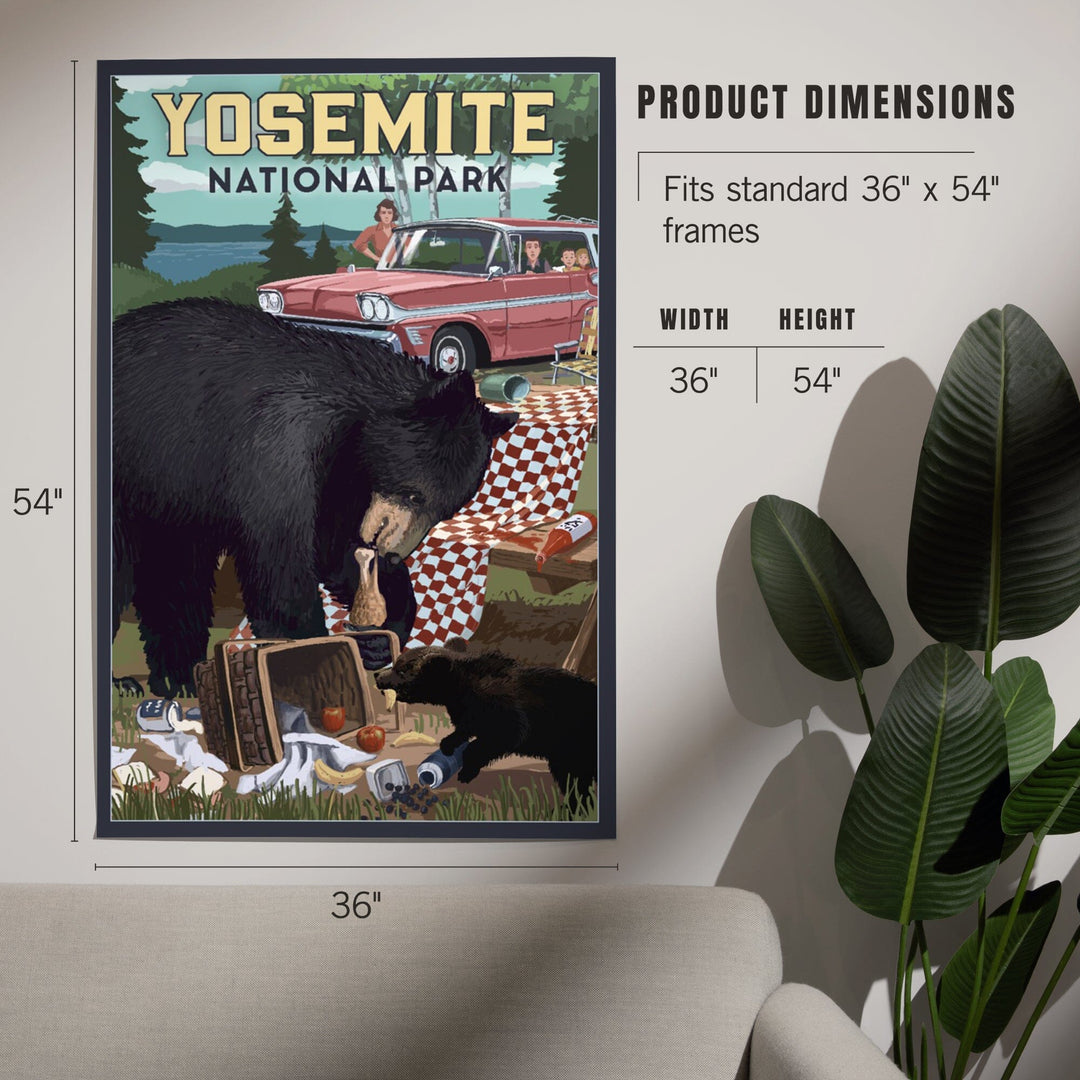 Yosemite National Park, California, Bear and Picnic Scene, Art & Giclee Prints Art Lantern Press 