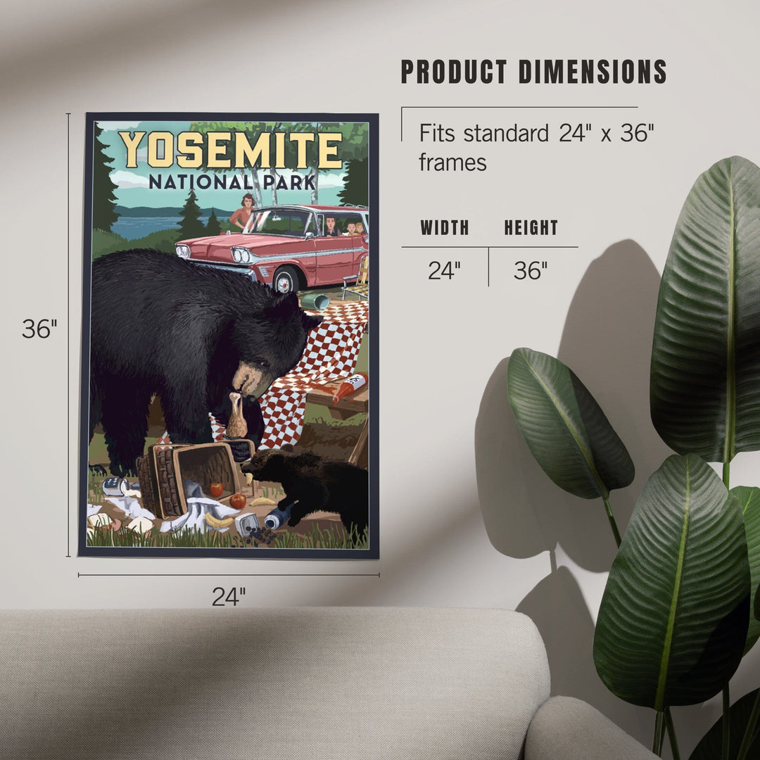 Yosemite National Park, California, Bear and Picnic Scene, Art & Giclee Prints Art Lantern Press 