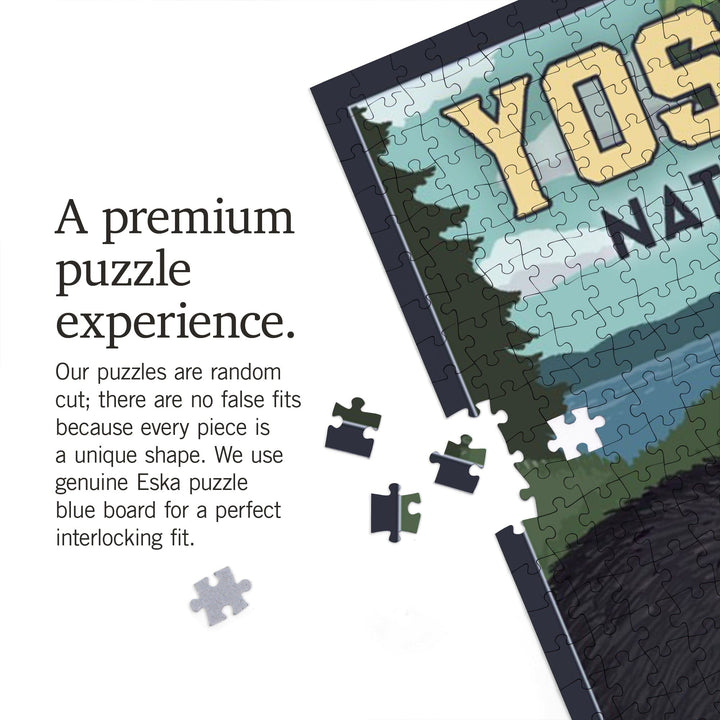 Yosemite National Park, California, Bear and Picnic Scene, Jigsaw Puzzle Puzzle Lantern Press 