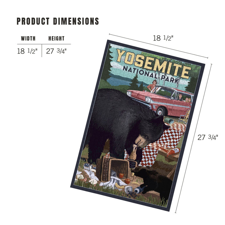 Yosemite National Park, California, Bear and Picnic Scene, Jigsaw Puzzle Puzzle Lantern Press 