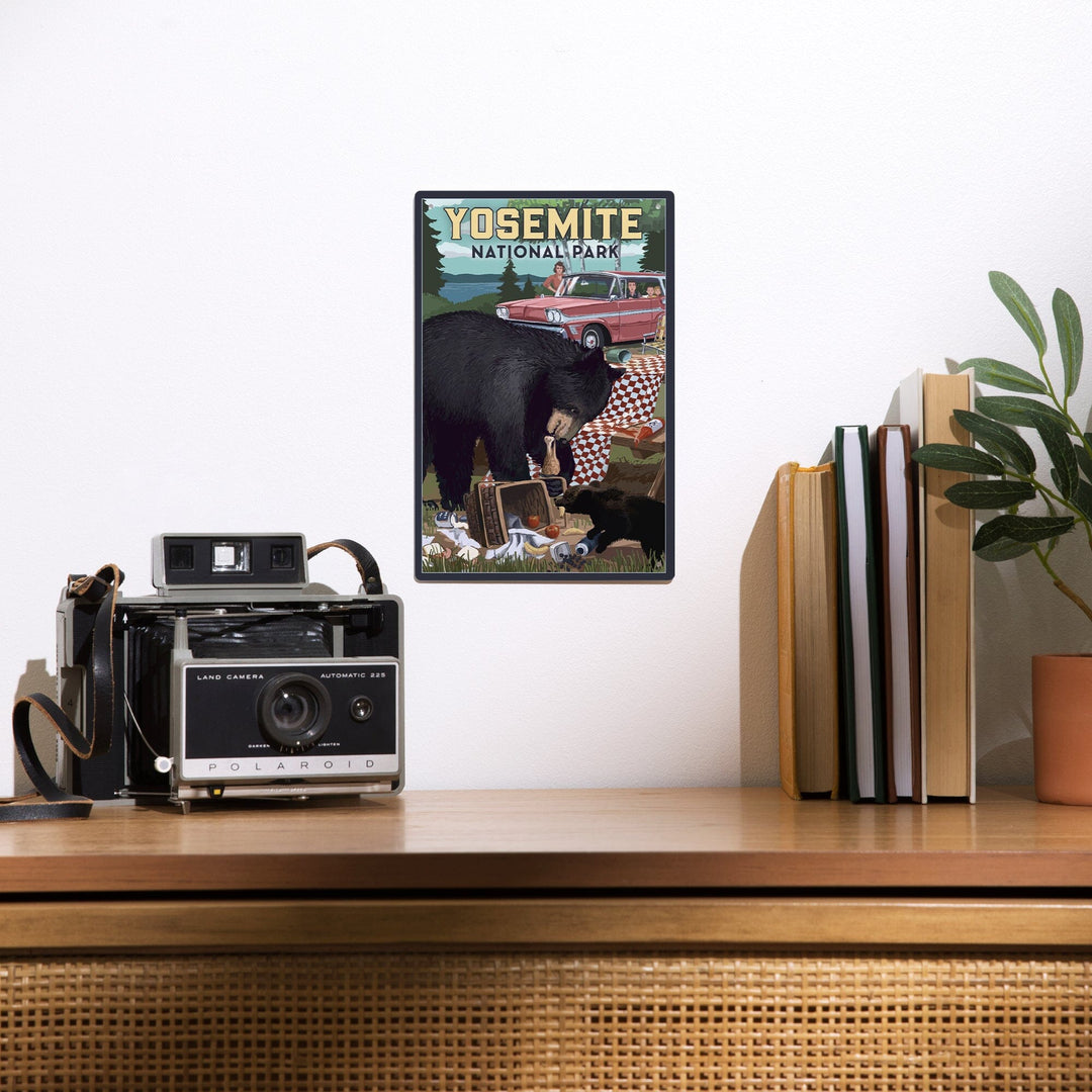 Yosemite National Park, California, Bear and Picnic Scene, Metal Signs Metal Lantern Press 
