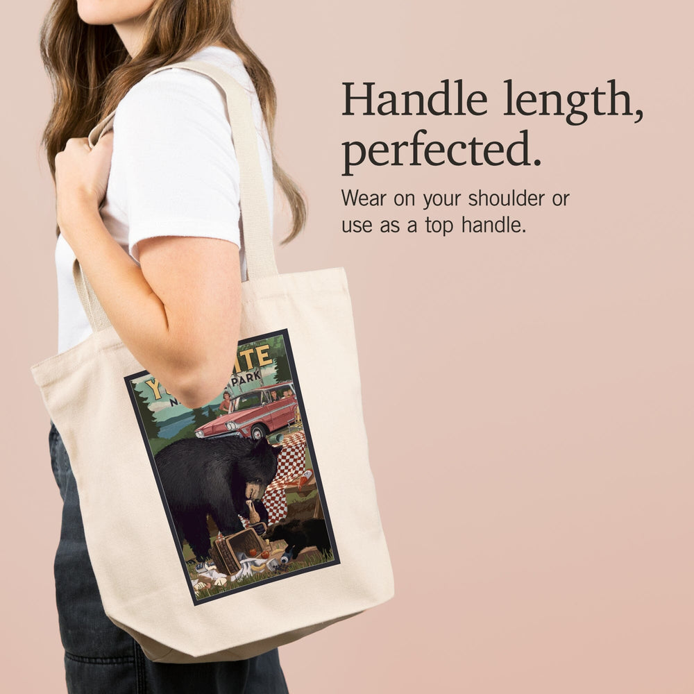 Yosemite National Park, California, Bear and Picnic Scene, Tote Bag Totes Lantern Press 