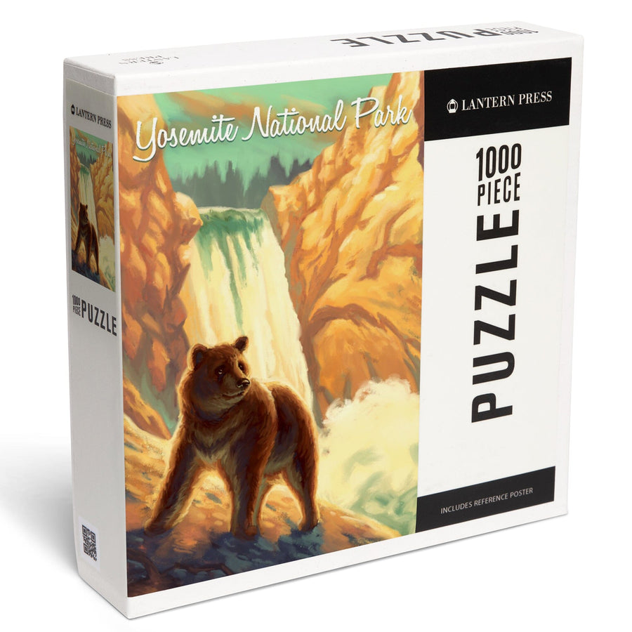 Yosemite National Park, California, Bear, Falls, Oil Painting, Jigsaw Puzzle Puzzle Lantern Press 