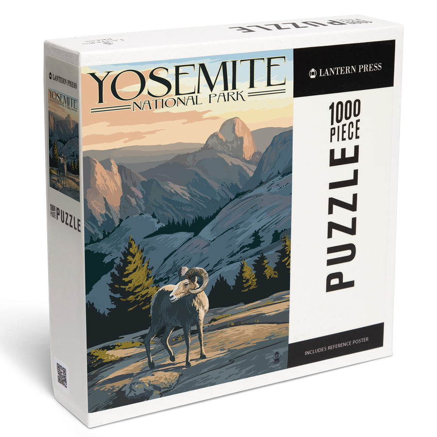 Yosemite National Park, California, Big Horn Sheep, Jigsaw Puzzle Puzzle Lantern Press 
