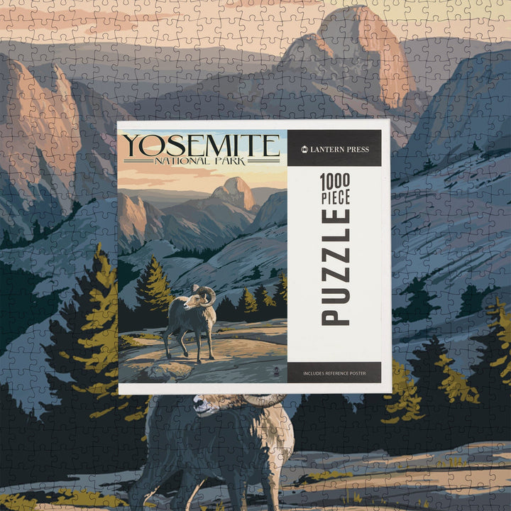 Yosemite National Park, California, Big Horn Sheep, Jigsaw Puzzle Puzzle Lantern Press 