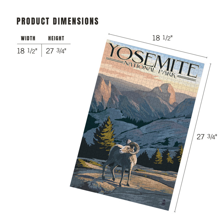 Yosemite National Park, California, Big Horn Sheep, Jigsaw Puzzle Puzzle Lantern Press 