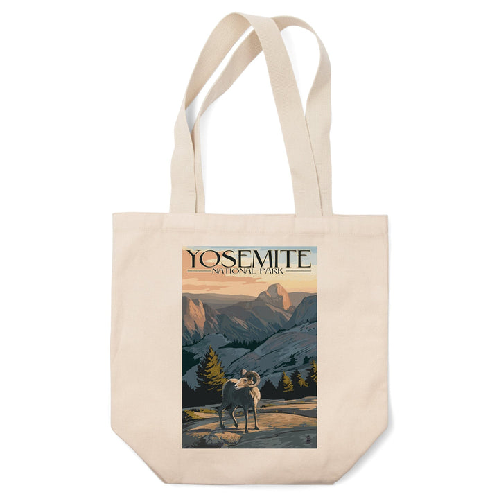 Yosemite National Park, California, Big Horn Sheep, Lantern Press Artwork, Tote Bag Totes Lantern Press 