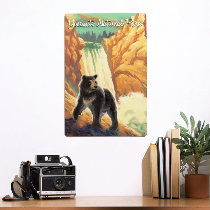 Yosemite National Park, California, Black Bear, Falls, Oil Painting, Metal Signs Metal Lantern Press 