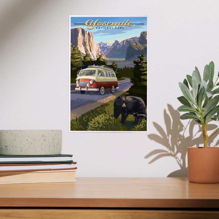 Yosemite National Park, California, Camper Van and Wildlife, Art & Giclee Prints Art Lantern Press 