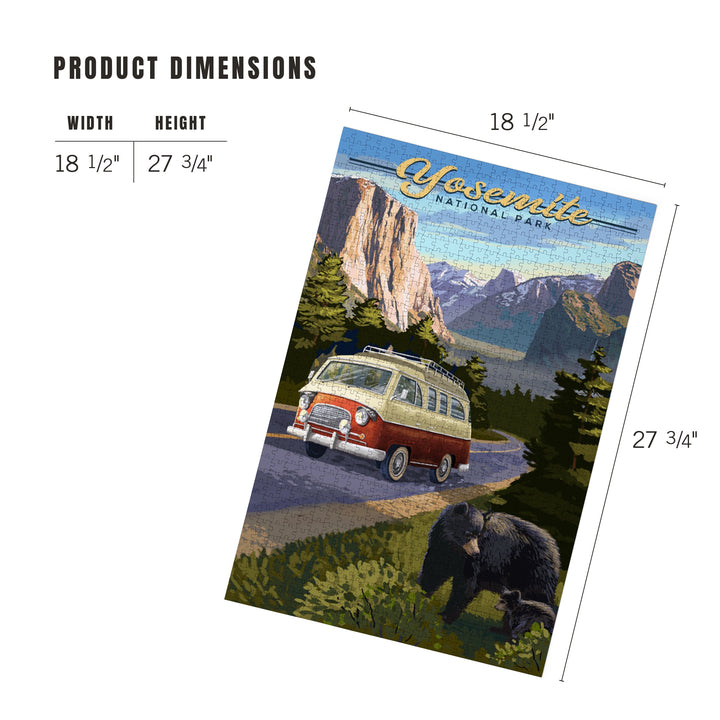 Yosemite National Park, California, Camper Van and Wildlife, Jigsaw Puzzle Puzzle Lantern Press 