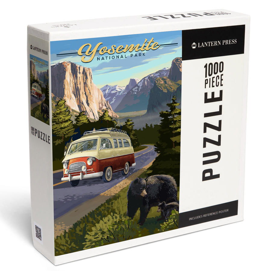 Yosemite National Park, California, Camper Van and Wildlife, Jigsaw Puzzle Puzzle Lantern Press 
