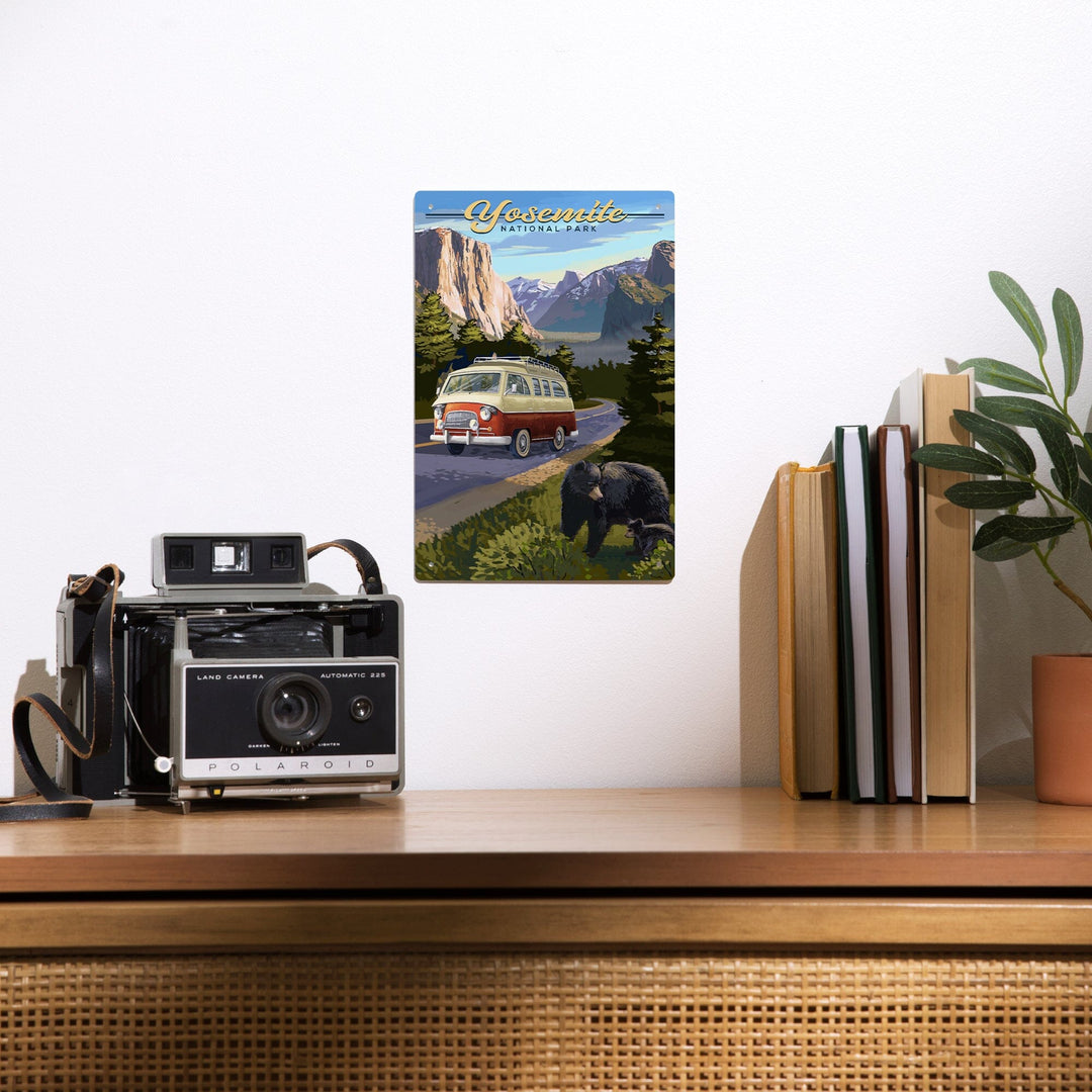 Yosemite National Park, California, Camper Van and Wildlife, Metal Signs Metal Lantern Press 