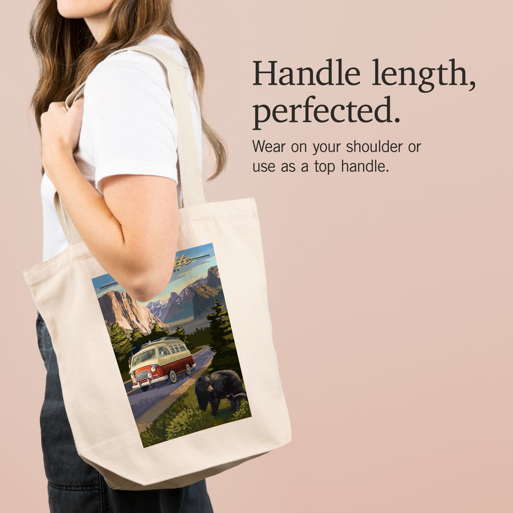 Yosemite National Park, California, Camper Van and Wildlife, Tote Bag Totes Lantern Press 
