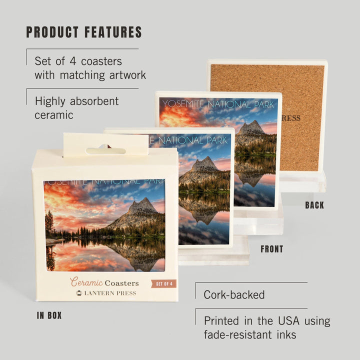 Yosemite National Park, California, Cathedral Lake, Coasters Coasters Lantern Press 