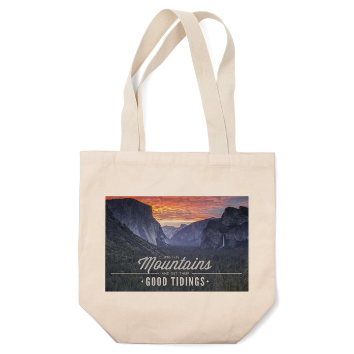 Yosemite National Park, California, Climb The Mountains John Muir Quote Press, Tote Bag Totes Lantern Press 