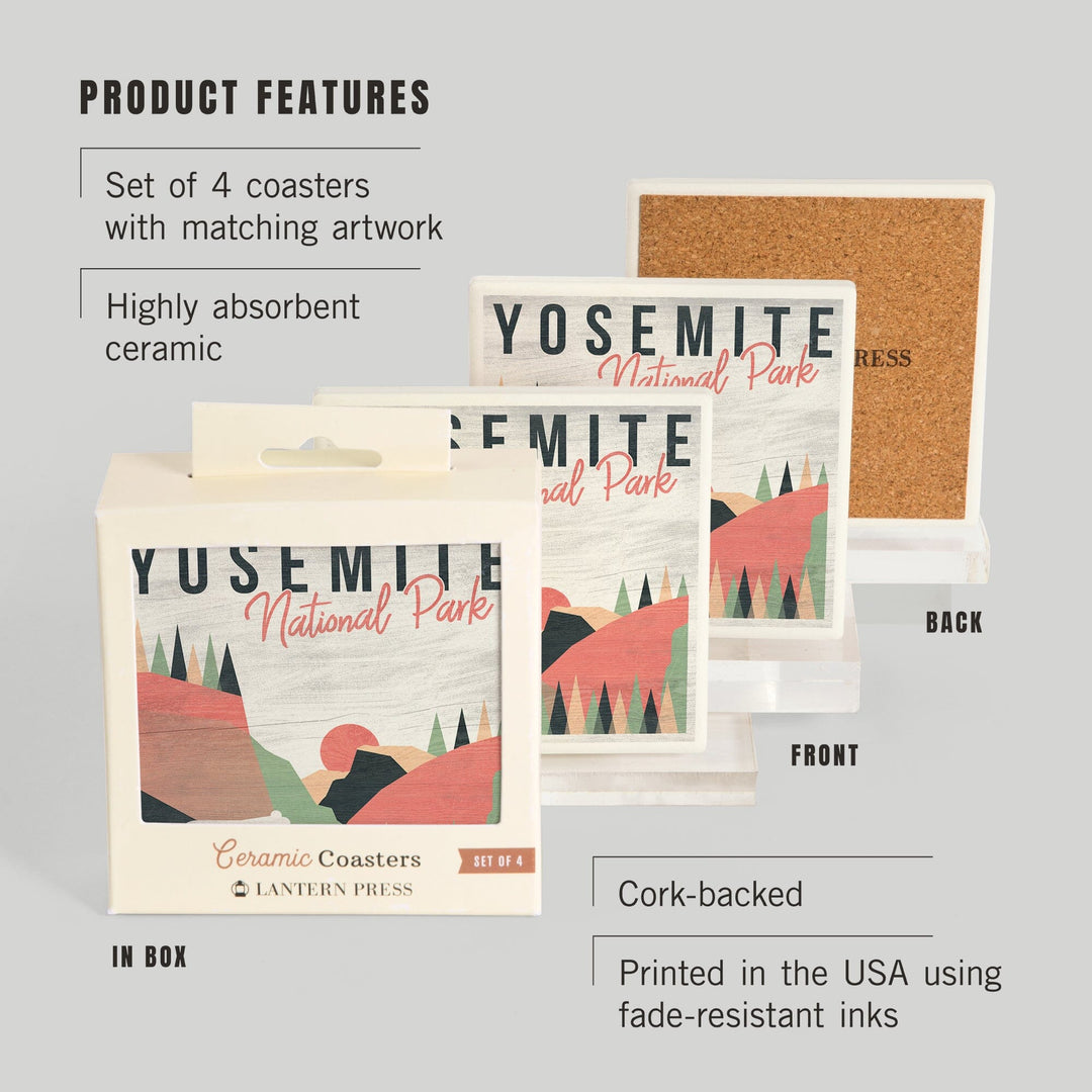 Yosemite National Park, California, El Capitan and Half Dome, Bear Press, Coasters Coasters Lantern Press 