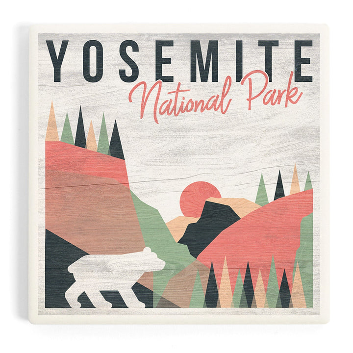 Yosemite National Park, California, El Capitan and Half Dome, Bear Press, Coasters Coasters Lantern Press 