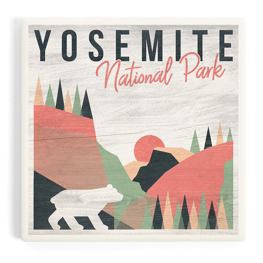 Yosemite National Park, California, El Capitan and Half Dome, Bear Press, Coasters Coasters Lantern Press 