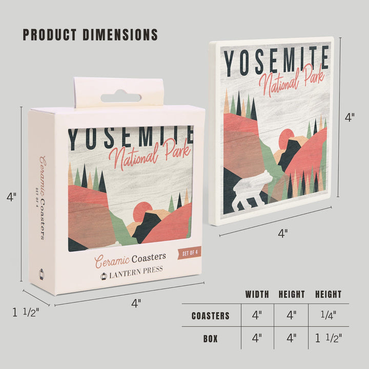 Yosemite National Park, California, El Capitan and Half Dome, Bear Press, Coasters Coasters Lantern Press 