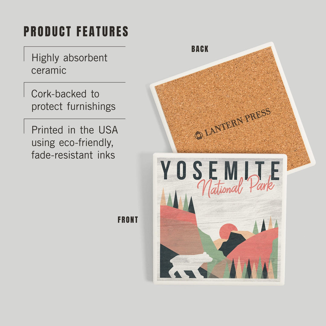 Yosemite National Park, California, El Capitan and Half Dome, Bear Press, Coasters Coasters Lantern Press 