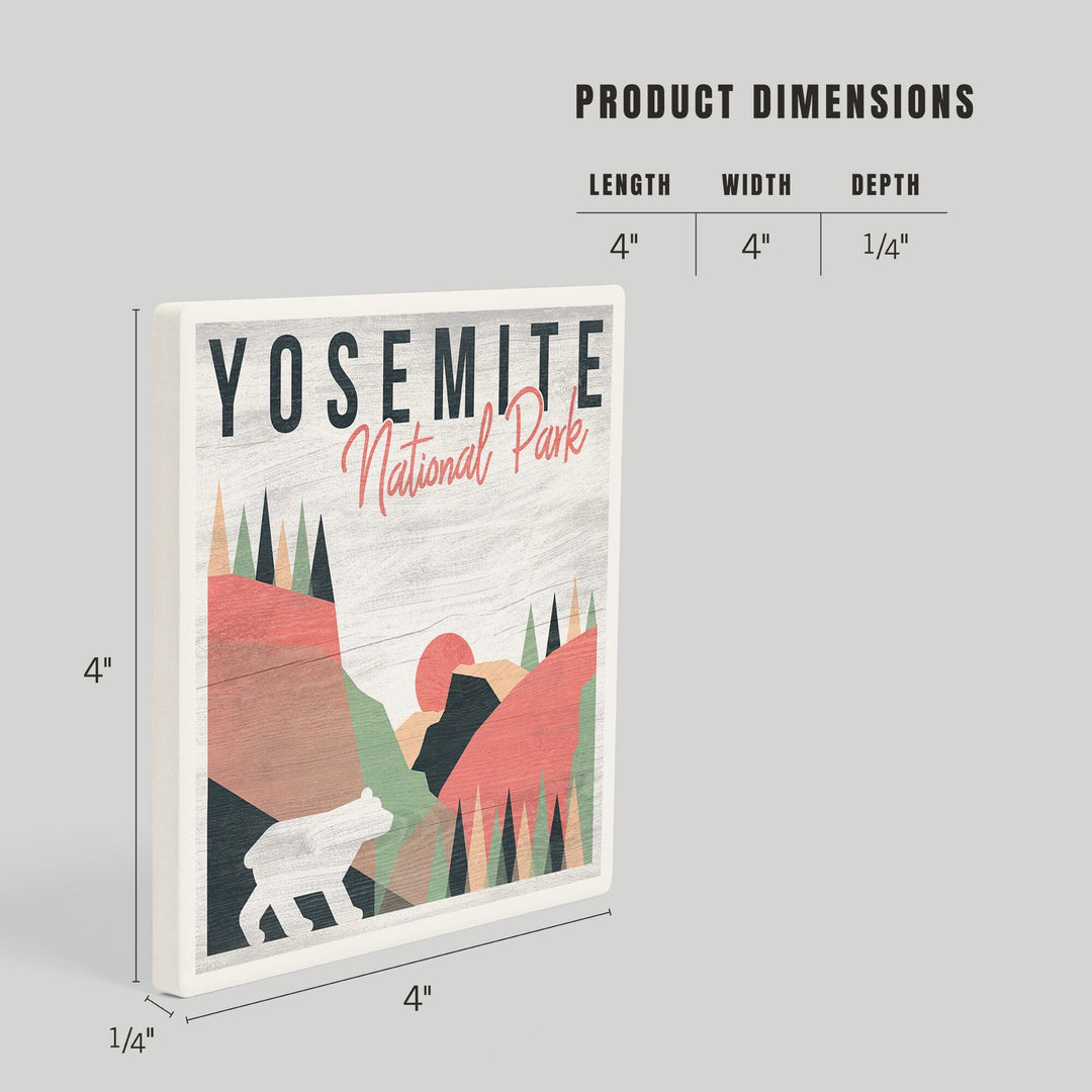 Yosemite National Park, California, El Capitan and Half Dome, Bear Press, Coasters Coasters Lantern Press 