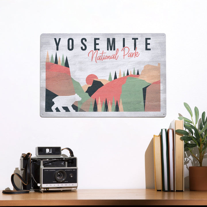 Yosemite National Park, California, El Capitan and Half Dome, Bear Press, Metal Signs Metal Lantern Press 