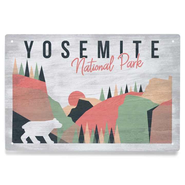 Yosemite National Park, California, El Capitan and Half Dome, Bear Press, Metal Signs Metal Lantern Press 