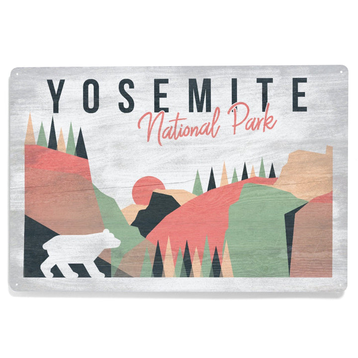 Yosemite National Park, California, El Capitan and Half Dome, Bear Press, Metal Signs Metal Lantern Press 