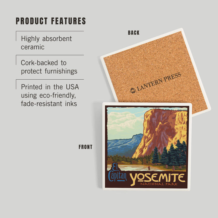 Yosemite National Park, California, El Capitan, Coasters Coasters Lantern Press 