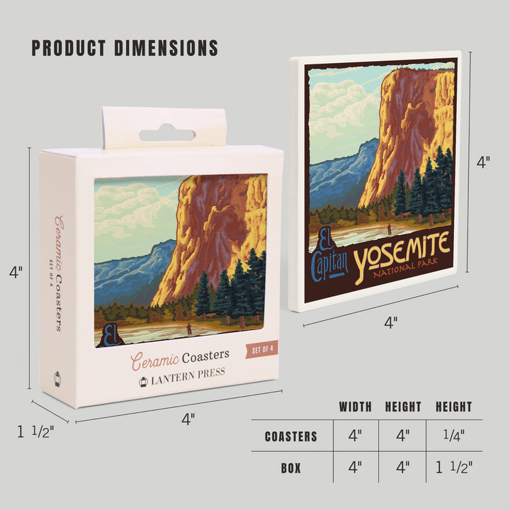 Yosemite National Park, California, El Capitan, Coasters Coasters Lantern Press 
