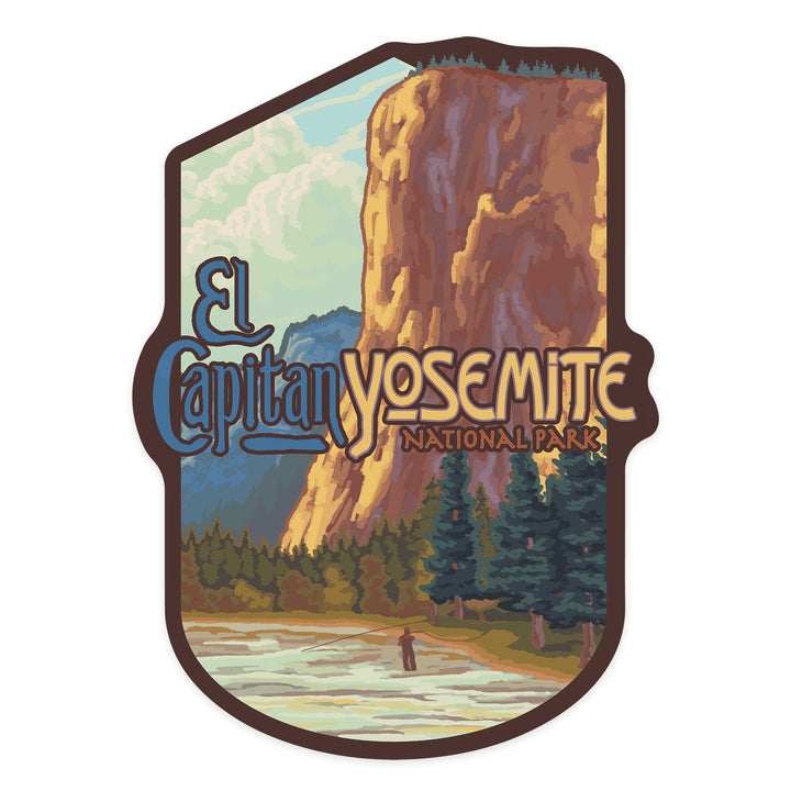 Yosemite National Park, California, El Capitan, Contour, Vinyl Sticker Sticker Lantern Press 