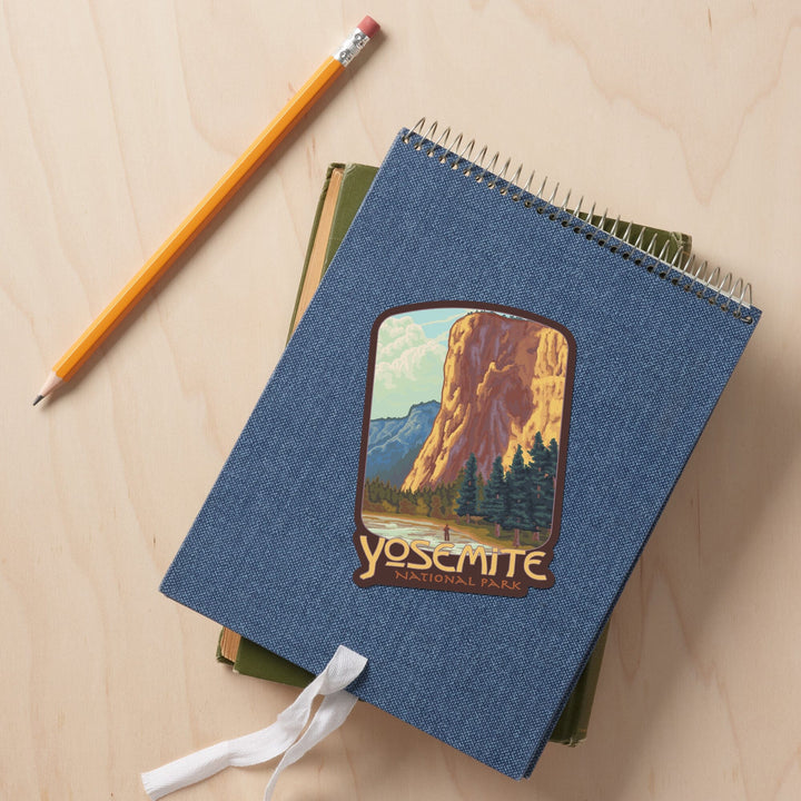 Yosemite National Park, California, El Capitan, Contour, Vinyl Sticker Sticker Lantern Press 