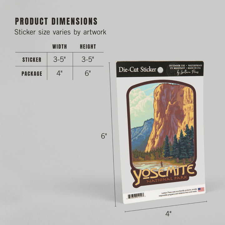 Yosemite National Park, California, El Capitan, Contour, Vinyl Sticker Sticker Lantern Press 