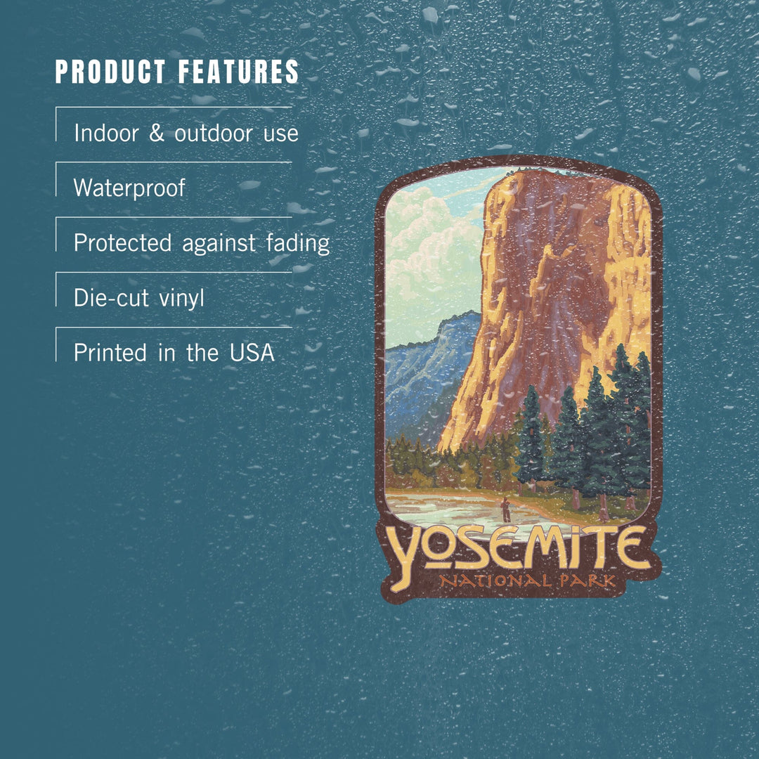 Yosemite National Park, California, El Capitan, Contour, Vinyl Sticker Sticker Lantern Press 