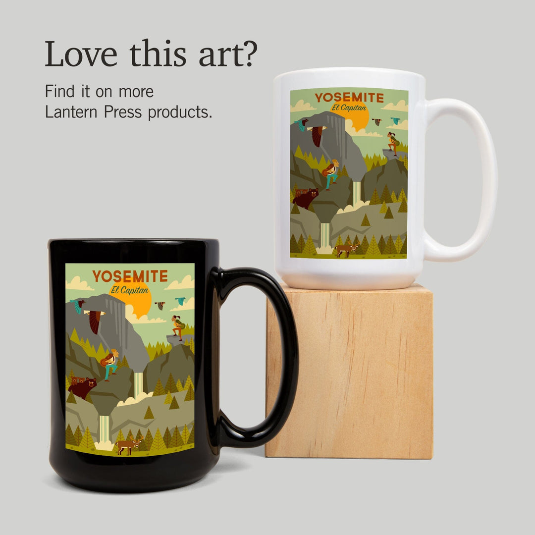 Yosemite National Park, California, El Capitan, Geometric National Park Series, Ceramic Mug Mugs Lantern Press 
