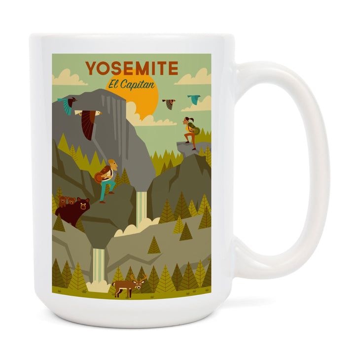 Yosemite National Park, California, El Capitan, Geometric National Park Series, Ceramic Mug Mugs Lantern Press 